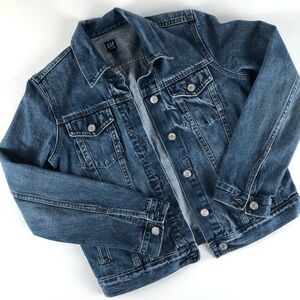 Gap Icon Denim Jacket- Saddle Blue- Medium Wash- Button Front- Size Small